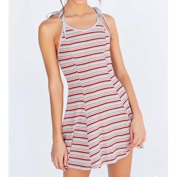 Urban Outfitters BDG Mariah Stripe Knit Tie Shoulder Mini Dress Small S - Picture 3 of 10